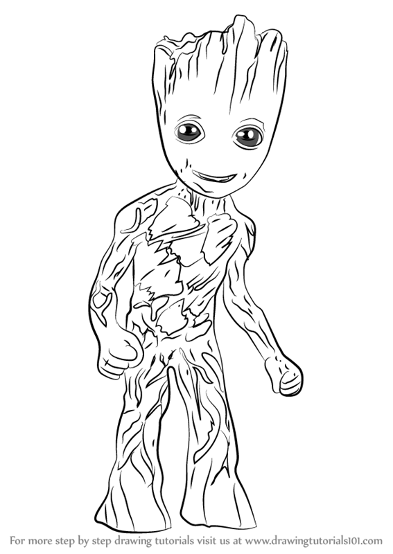 567x800 Learn How To Draw Baby Groot (Marvel Comics) Step By Step - Baby Groot Sketch