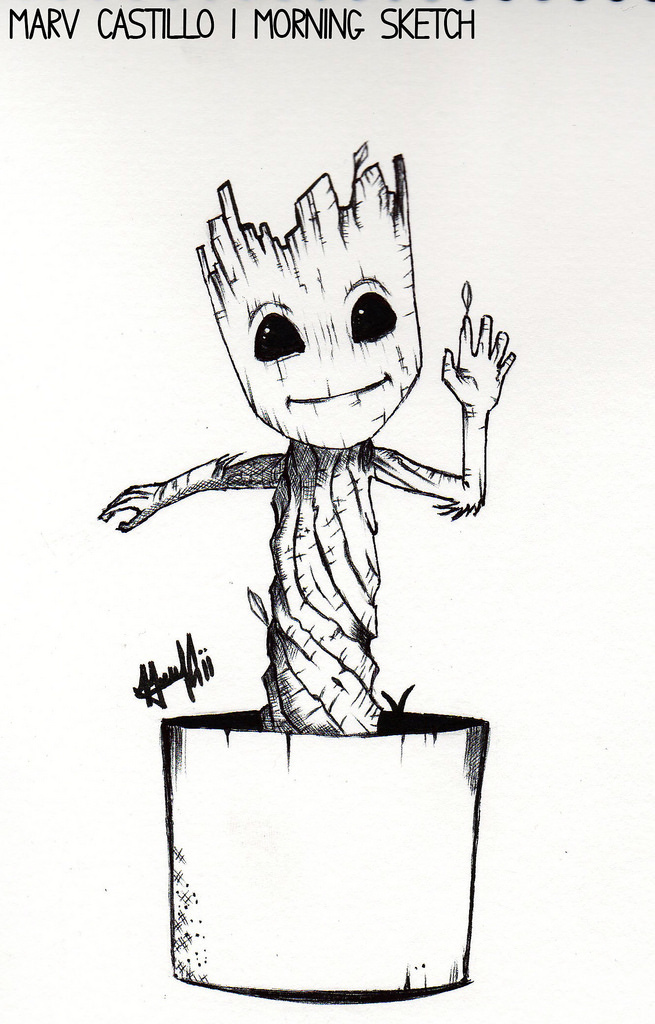 Baby Groot Sketch at PaintingValley.com | Explore collection of Baby ...