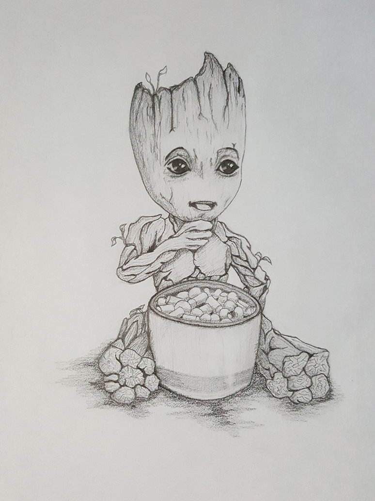 Baby Groot Sketch at PaintingValley.com | Explore ...