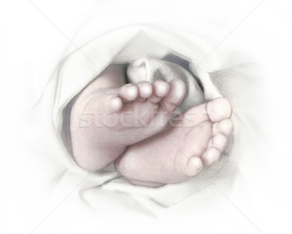 600x480 Baby Feet Pencil Sketch Stock Photo Irisangel ( 582433) Stockfresh - Baby Hand Sketch