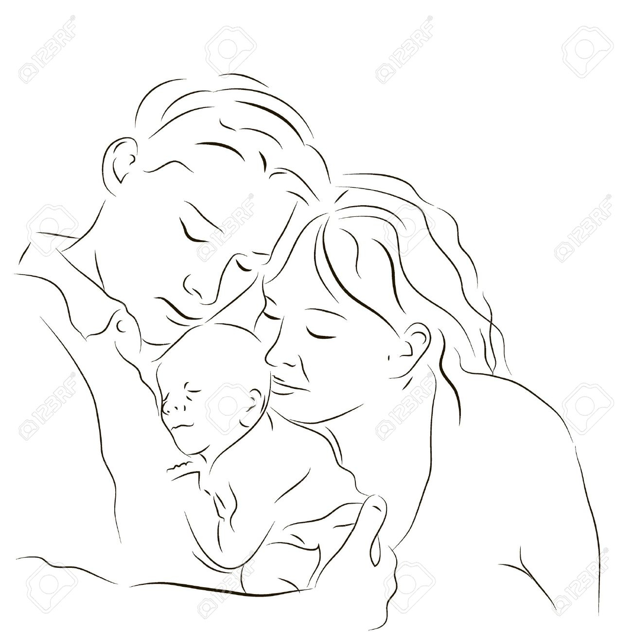 1300x1300 Mom Dad And Baby Sketch Images - Baby Hand Sketch