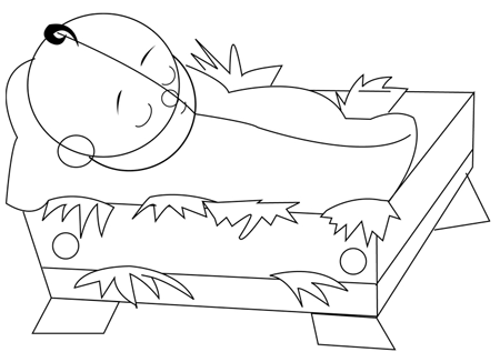 450x326 How To Draw Cartoon Baby Jesus In A Manger Cradle Drawing - Baby Jesus Sketch