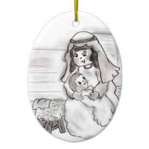 307x307 Jesus Sketch Ornaments Amp Keepsake Ornaments Zazzle - Baby Jesus Sketch
