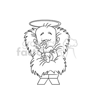 300x300 Royalty Free Merry Christmas Baby Jesus Cartoon Black White 393403 - Baby Jesus Sketch