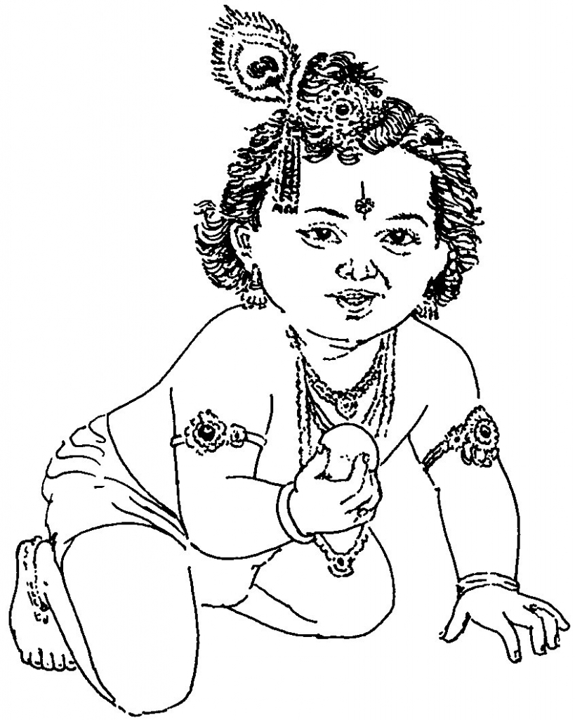 Baby Krishna Sketch at PaintingValley.com | Explore collection of Baby ...