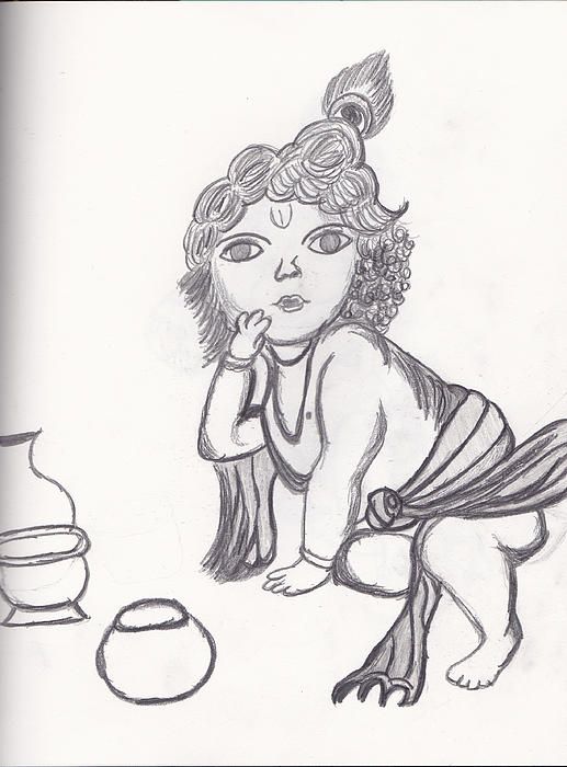 517x700 Gorgeous Baby Krishna Sketch! Art Work! Sketches - Baby Krishna Sketch