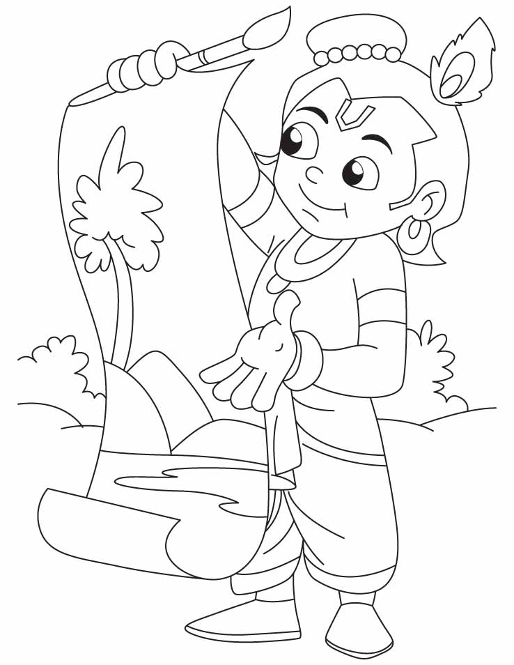 738x954 Baby Krishna Coloring Pages - Baby Krishna Sketch