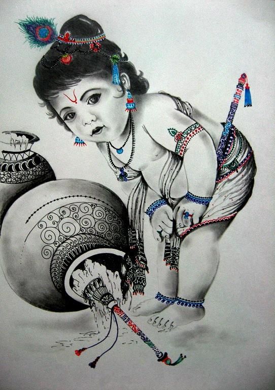 542x768 Lord - Baby Krishna Sketch