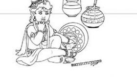 280x158 Baby Krishna Images Black And White Labzada Wallpaper - Baby Krishna Sketch