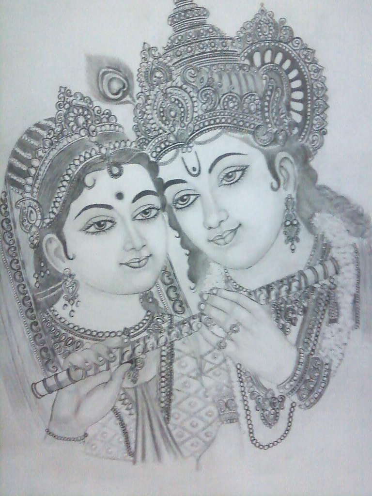 Lord Krishna Pencil Drawing Images Download