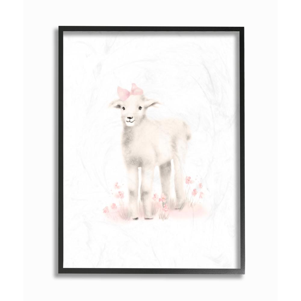 1000x1000 11 In. X 14 In. Sweet Baby Lamb With Pink Bow By Studio Q Wood - Baby Lamb Sketch