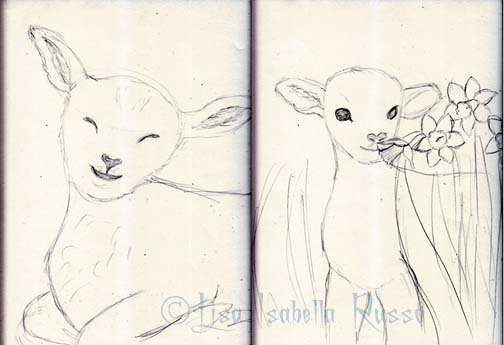 504x345 The Fine Art And Ramblings Of Lisa Isabella Russo Art Sketches Of - Baby Lamb Sketch