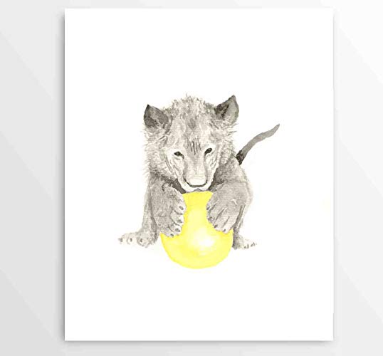 538x500 Lion Decor, Kids Wall Art, Watercolor Painting, Baby - Baby Lion Sketch