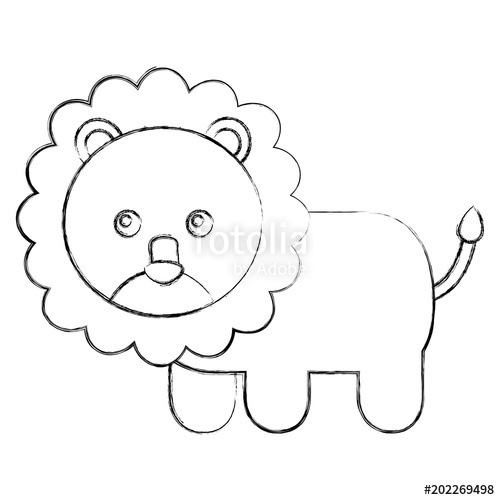 500x500 Cute Baby Lion Animal Image Vector Illustration Sketch Stock - Baby Lion Sketch