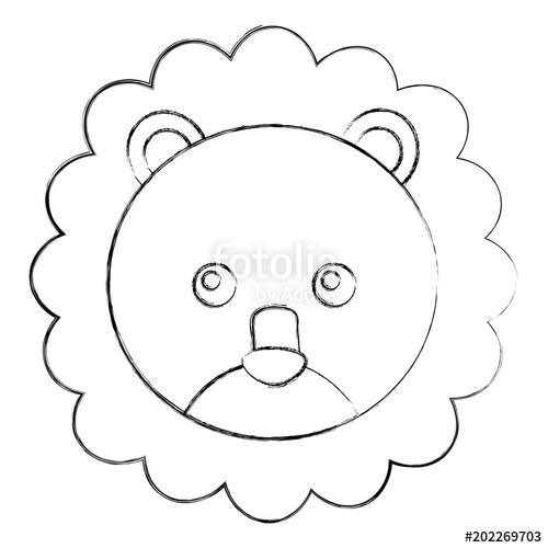 500x500 Cute Head Baby Lion Animal Toy Vector Illustration Sketch Stock - Baby Lion Sketch