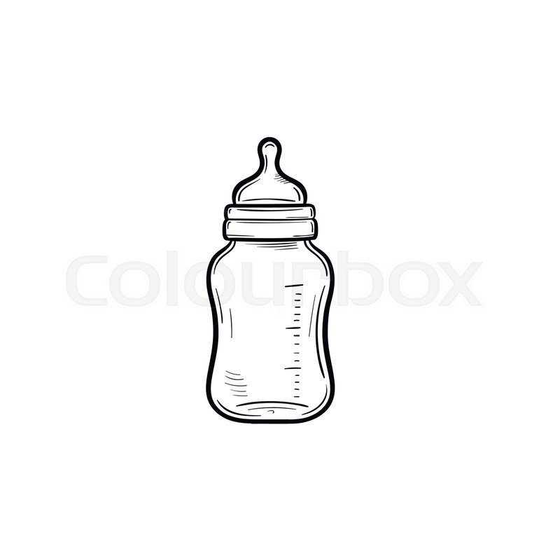 800x800 Feeding Bottle Hand Drawn Outline Doodle Icon. Bottle For Feeding - Baby Milk Bottle Sketch