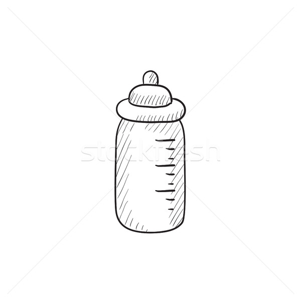 600x600 Feeding Bottle Sketch Icon. Vector Illustration Andrei Krauchuk - Baby Milk Bottle Sketch