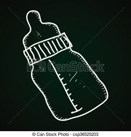 450x470 Simple Doodle Of A Babies Milk Bottle. Simple Hand Drawn Doodle Of - Baby Milk Bottle Sketch