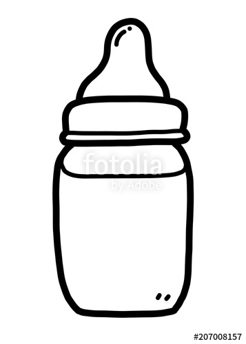 357x500 Baby Milk Bottle Cartoon Vector And Illustration, Black And - Baby Milk Bottle Sketch