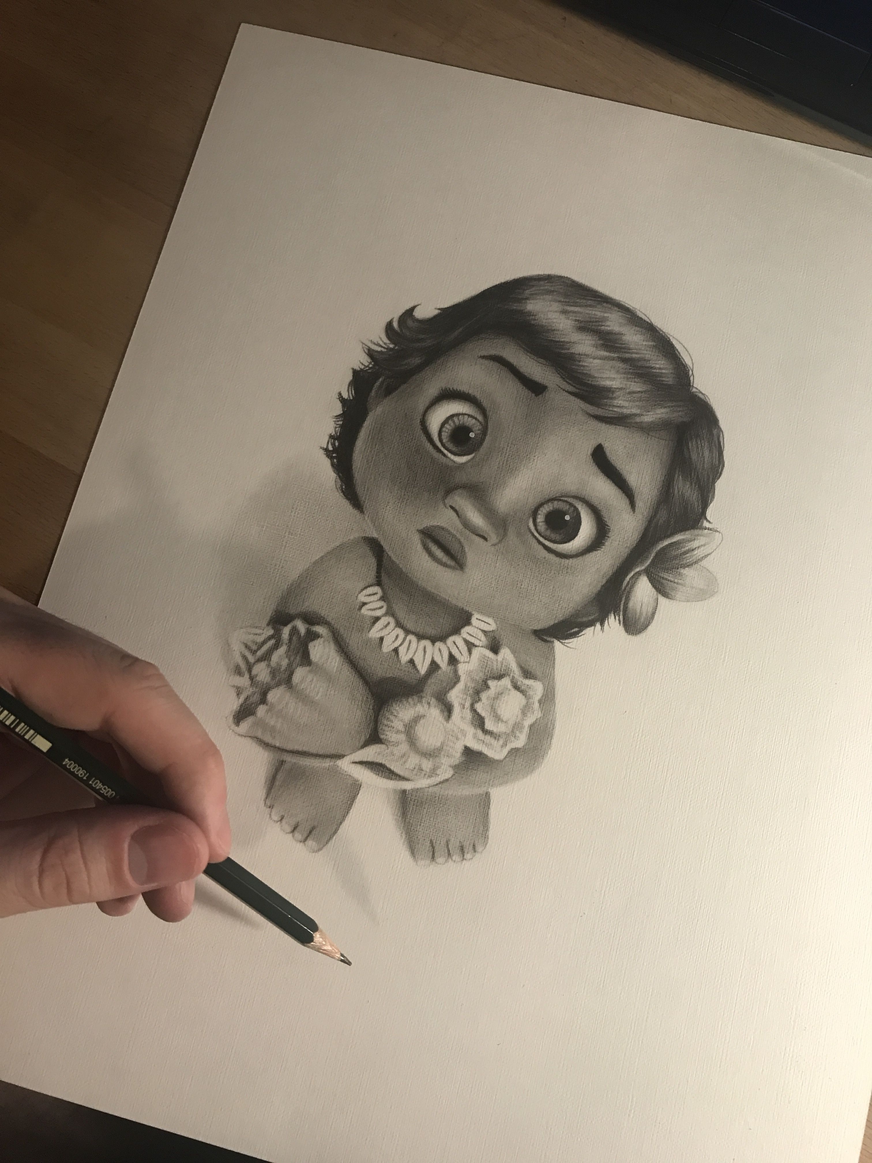 3024x4032 Baby Moana Pencil Drawing By Fernando Couto Cartoon - Baby Moana Sketch