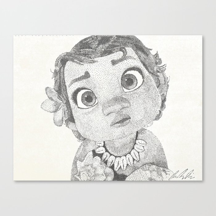 700x700 Baby Moana Pointillism Canvas Print By Paopaoriver Society6 - Baby Moana Sketch