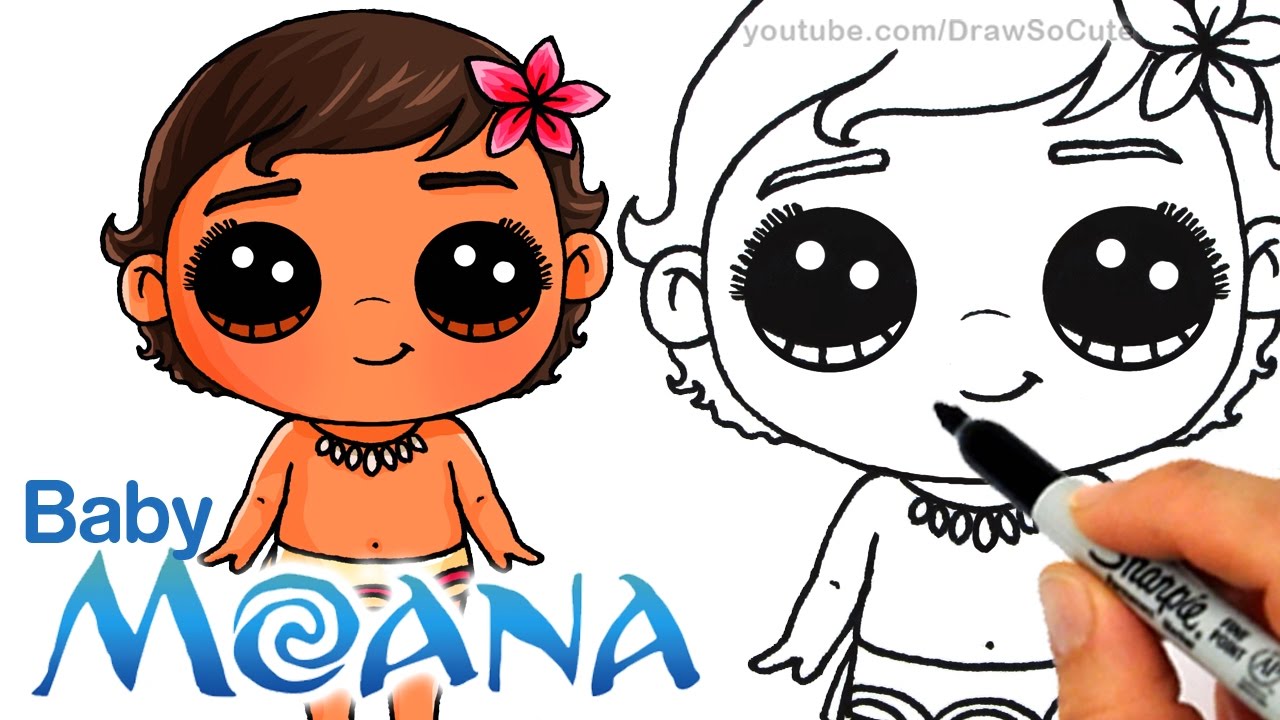 1280x720 How To Draw Baby Moana Step By Step Cute - Baby Moana Sketch