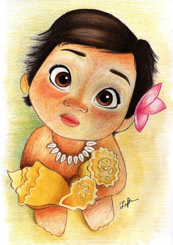 570x806 A4 Print Of My Drawing Of Baby Moana From The Walt Disney Film - Baby Moana Sketch