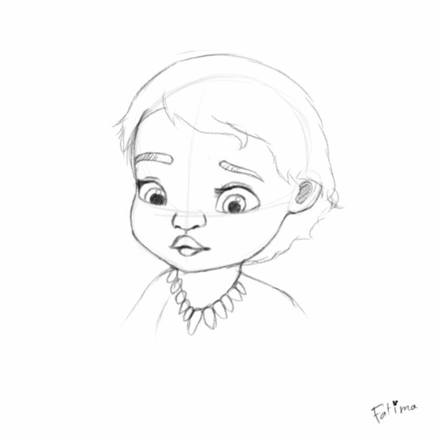 894x894 Baby Moana Sketch By Fatimasketch - Baby Moana Sketch