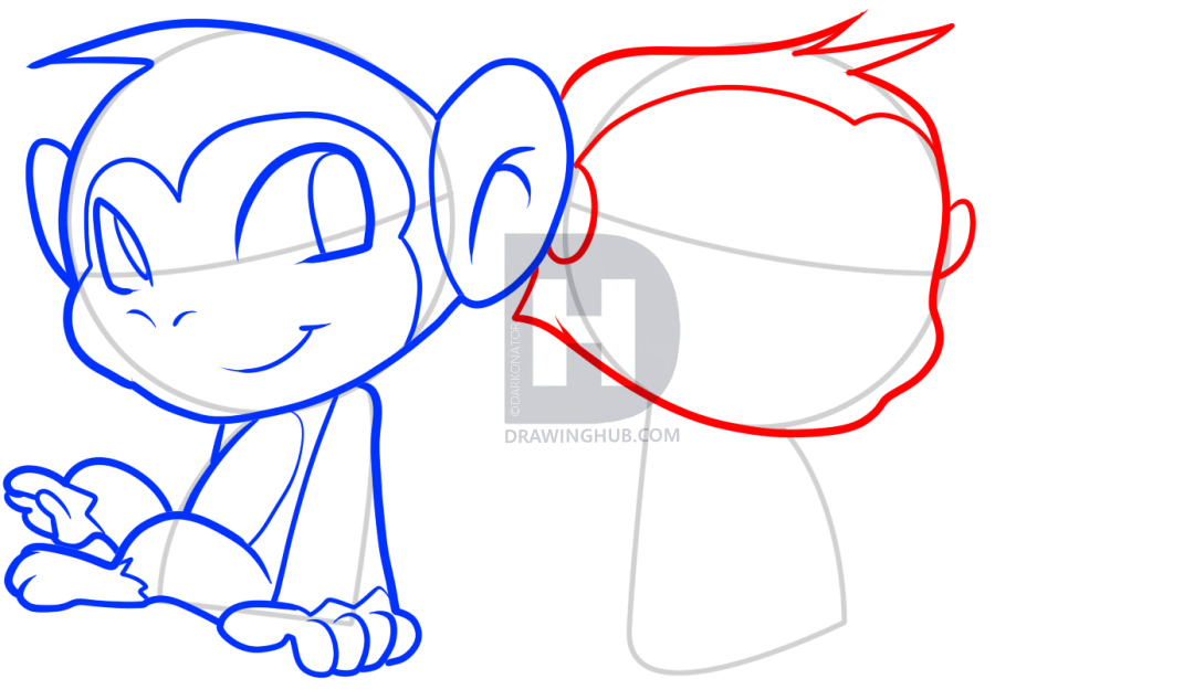 1080x634 How To Draw Baby Monkeys, Step By Step, Drawing Guide, By - Baby Monkey Sketch