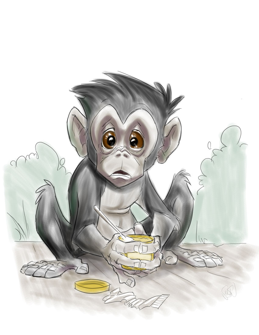 850x1100 Baby Monkey!!!!! By Superstinkwarrior - Baby Monkey Sketch