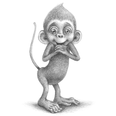 Baby Monkey Sketch at PaintingValley.com | Explore collection of Baby ...