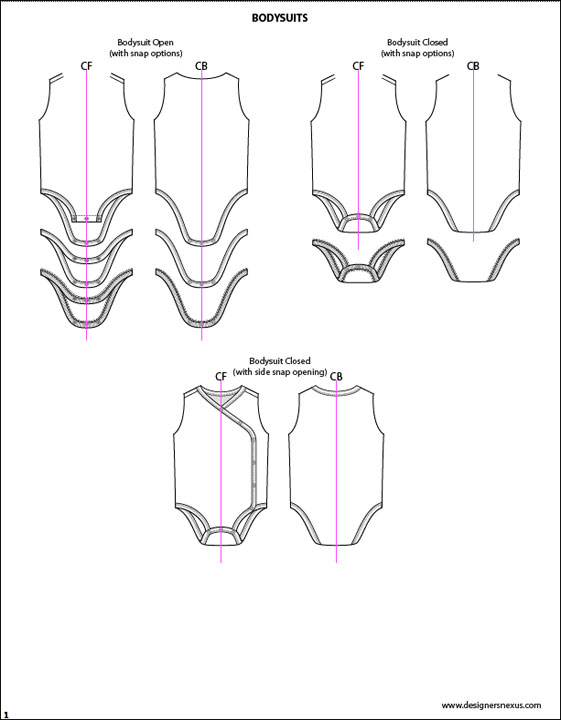561x720 Kids Illustrator Flat Fashion Sketch Templates - Baby Onesie Sketch