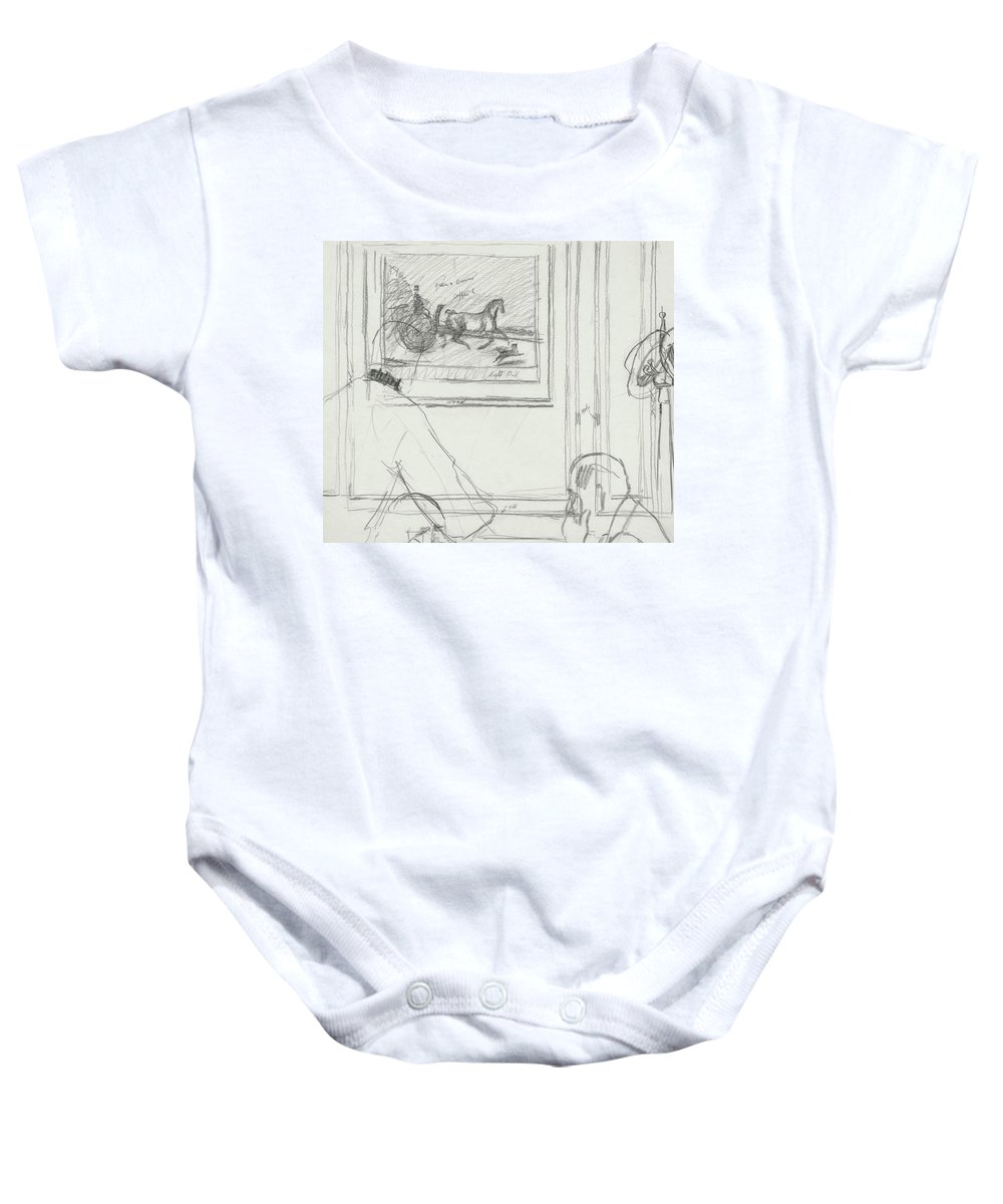1000x1200 A Sketch Of A Horse Painting At A Bar Onesie For Sale By Carl - Baby Onesie Sketch
