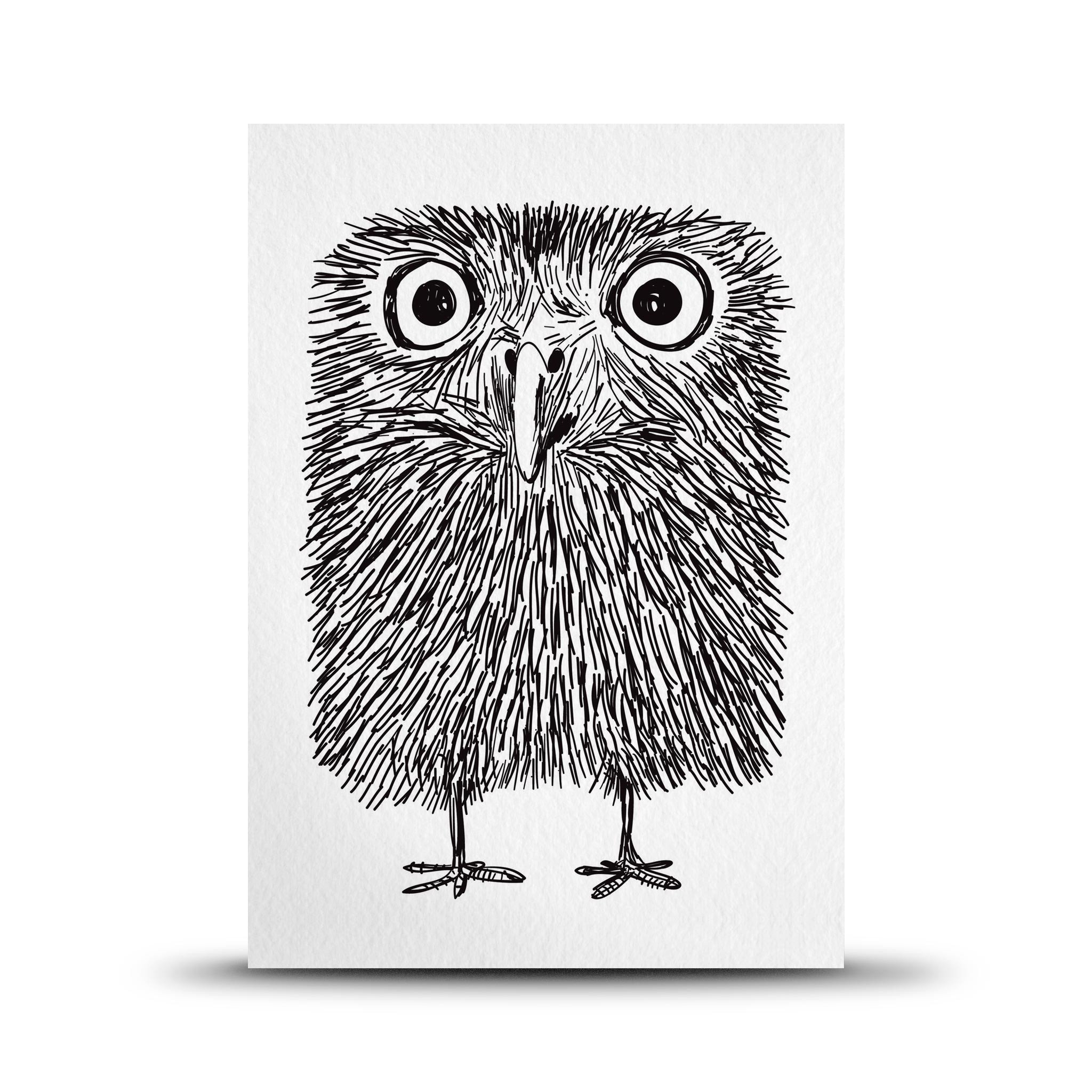 2048x2048 Print Card - Baby Owl Sketch
