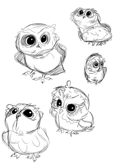 400x547 Baby Owl Sketch - Baby Owl Sketch