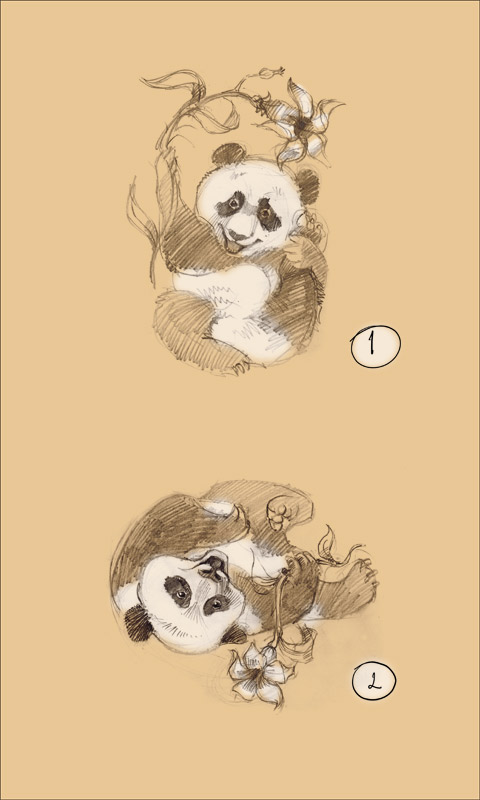 480x800 Cute Playing Baby Pandas - Baby Panda Sketch