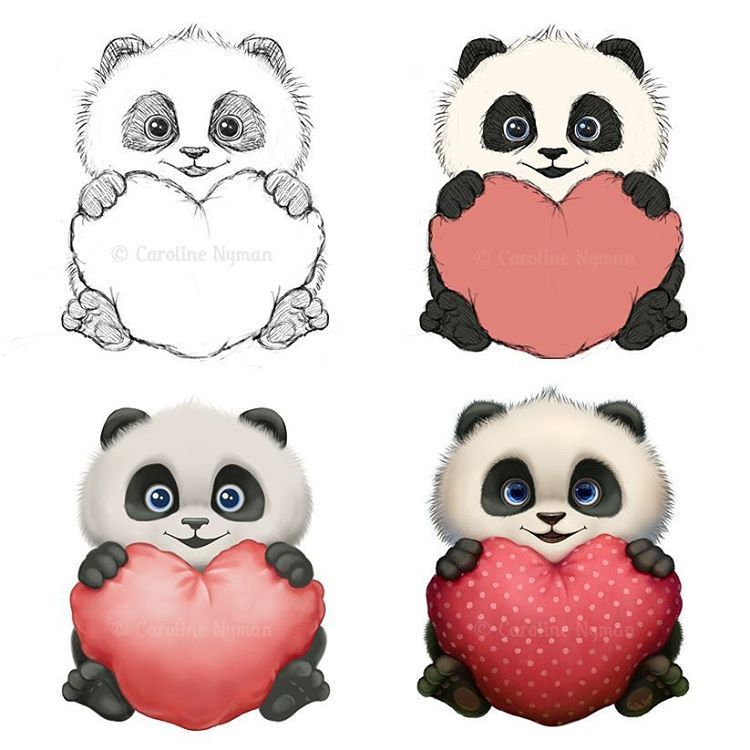 750x750 The Baby Panda From Sketch To Painted. ) - Baby Panda Sketch