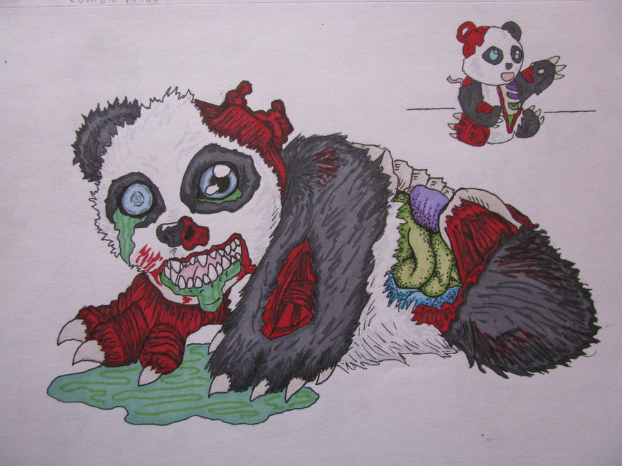 900x675 Zombie Baby Panda By Allison Beriyani - Baby Panda Sketch