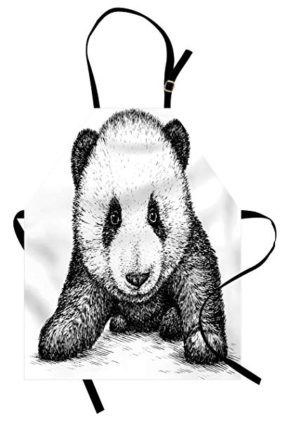 409x606 Ambesonne Panda Apron, Baby Panda Bear Illustration - Baby Panda Sketch