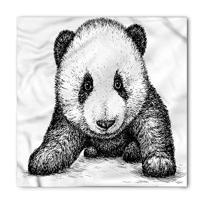 679x679 Ambesonne Panda Bandana, Baby Panda Bear Sketch - Baby Panda Sketch
