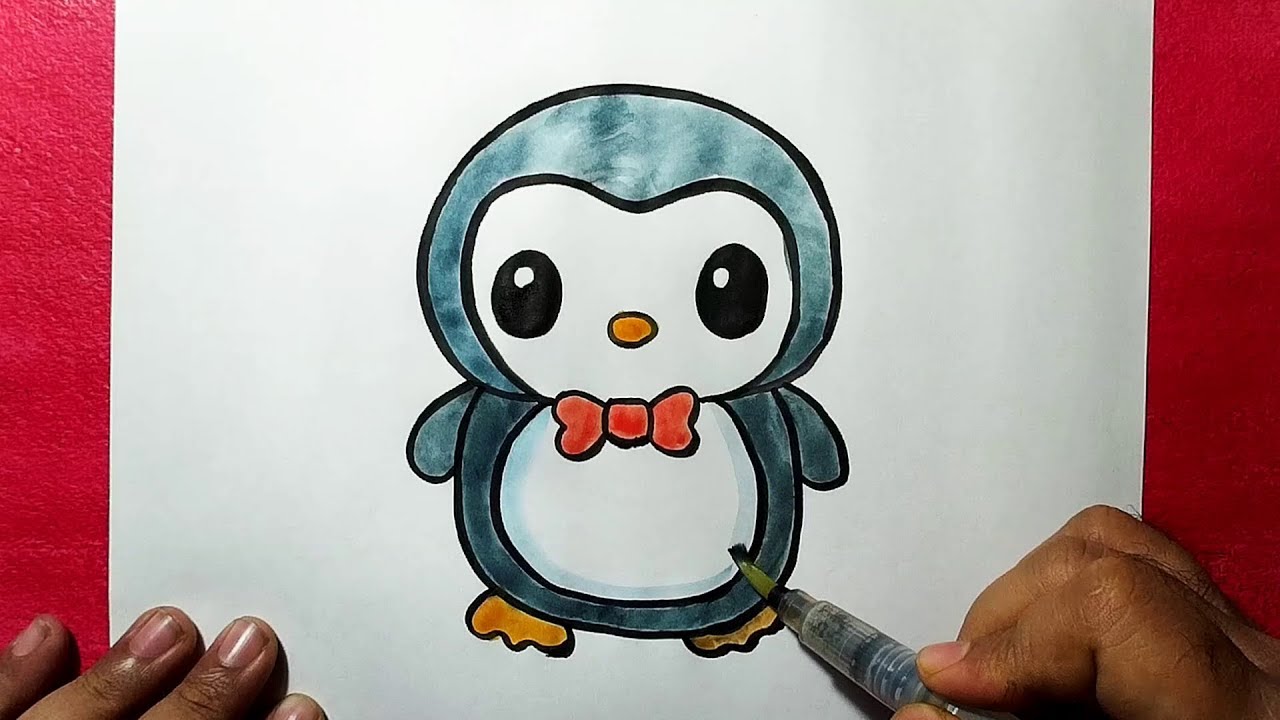 1280x720 How To Draw A Cute Baby Penguin Easy Line Drawing Of Penguin - Baby Penguin Sketch
