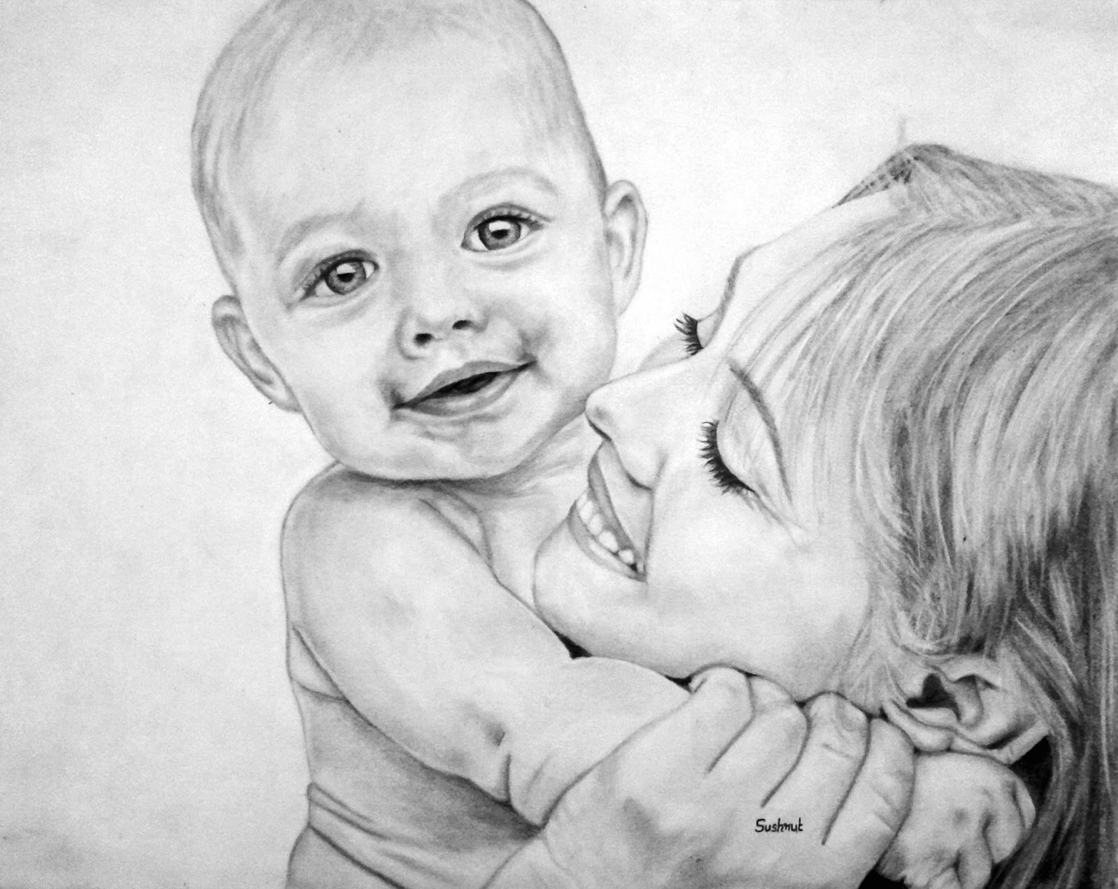 1600x1272 Pencil Sketch Of Mom And Baby Ma And Baby Pencil Sketch Photo - Baby Picture Sketch