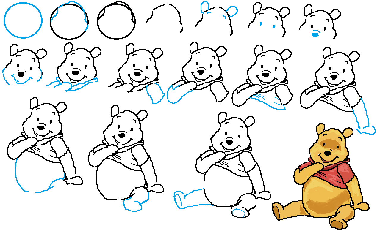 1267x778 Collection Of Winnie The Pooh Step By Step Drawing High - Baby Pooh Sketch