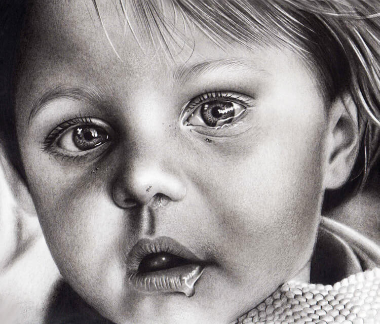 750x640 Baby Portrait Drawing By Charles Laveso No. 1339 - Baby Portrait Sketches