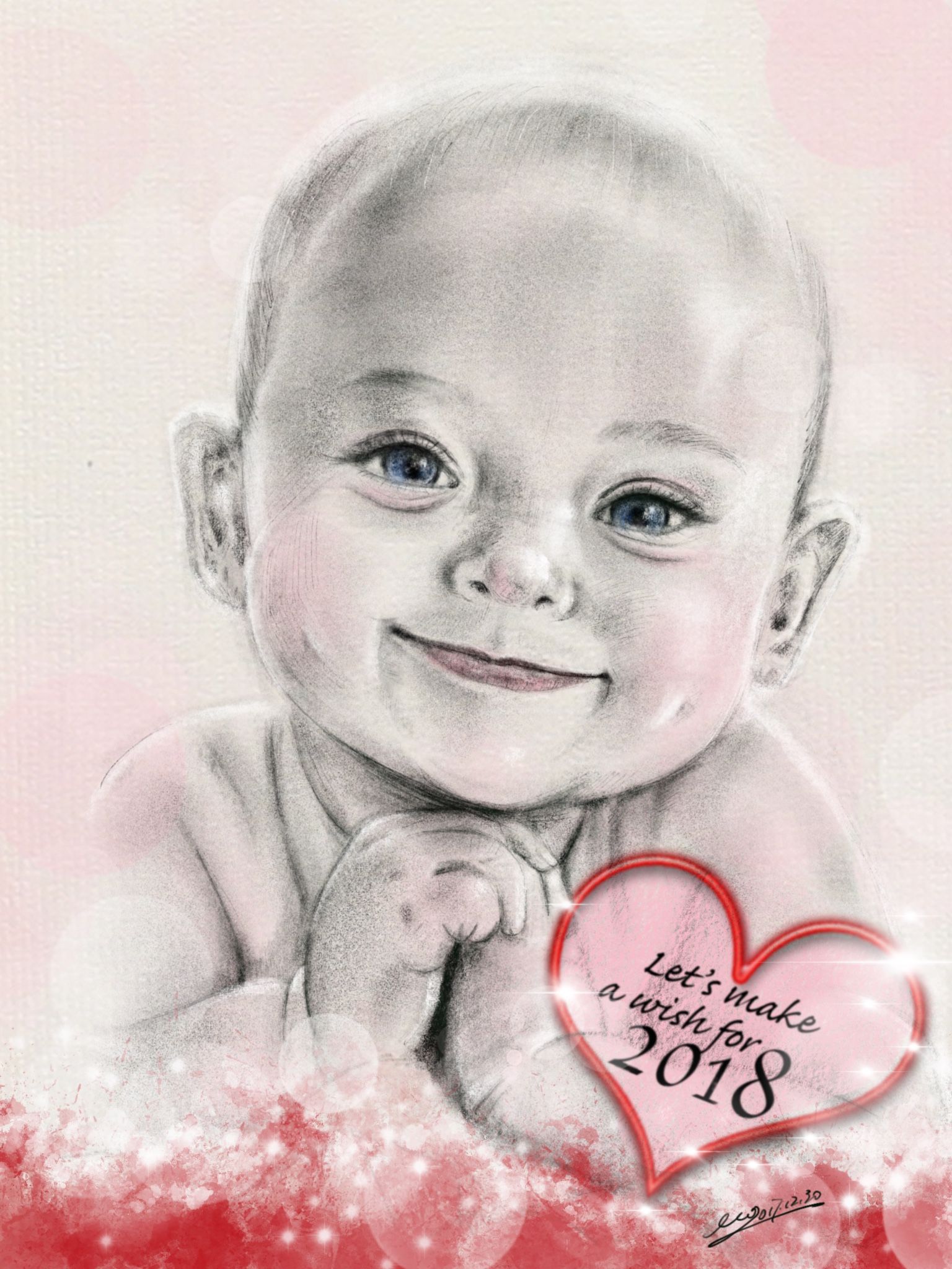 1536x2048 Baby Portrait. Freehand Drawing - Baby Portrait Sketches