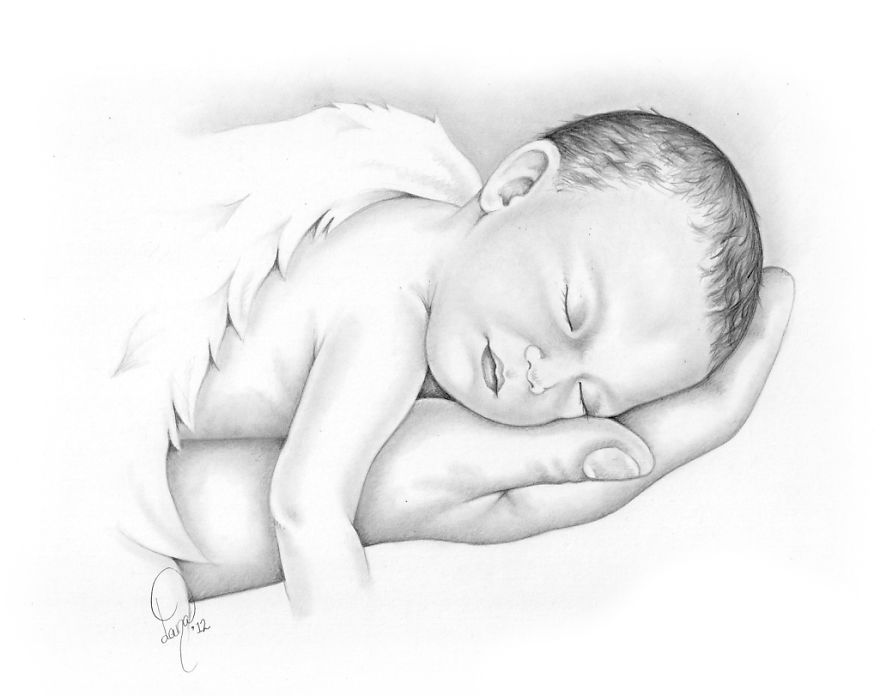 880x696 I Draw Baby Portraits For Families Who Suffered Early Losses - Baby Portrait Sketches