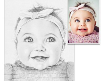 340x270 Pencil Portrait Etsy - Baby Portrait Sketches