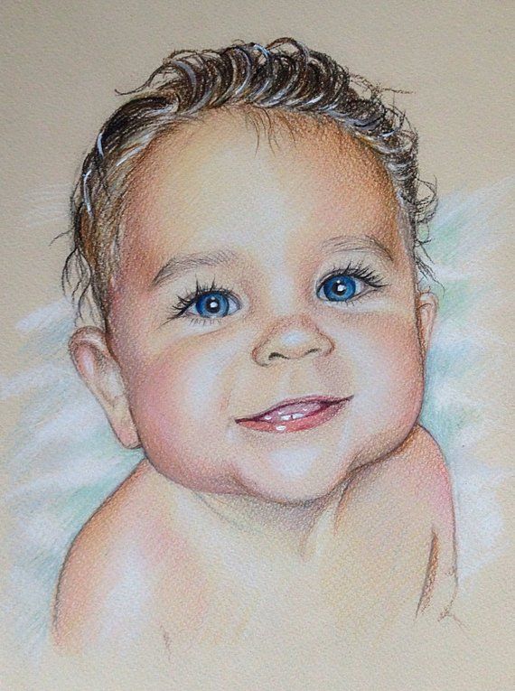 570x765 8x12 Custom Portrait, Baby Portrait, Personalized Gift, Family - Baby Portrait Sketches