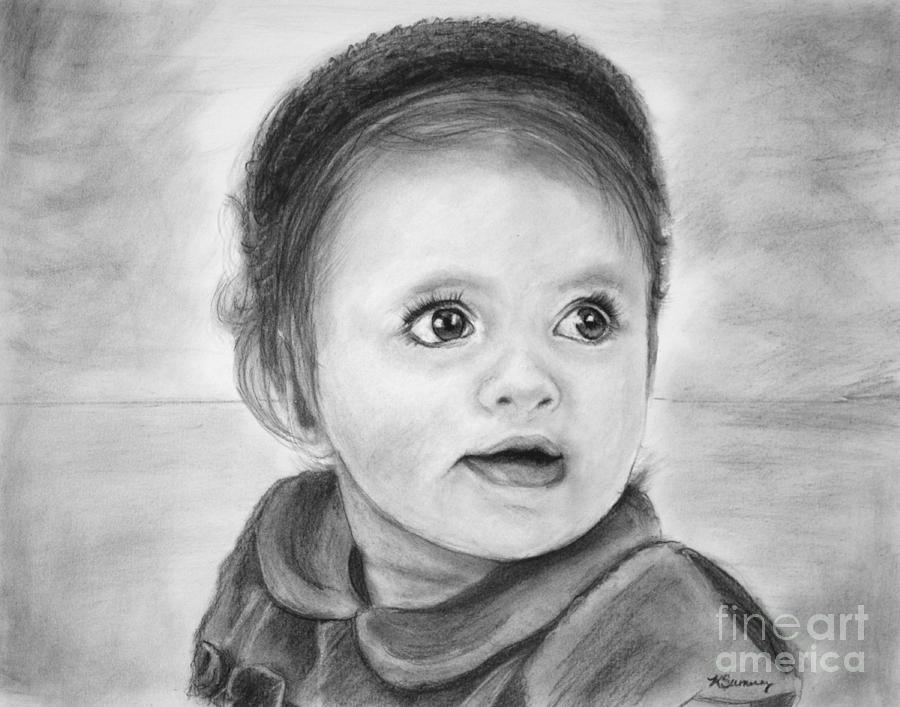 900x707 Baby Girl Commissioned Portrait Drawing By Kate Sumners - Baby Portrait Sketches