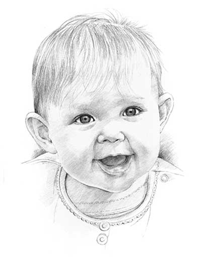 409x510 Baby Pencil Portrait Drawing - Baby Portrait Sketches